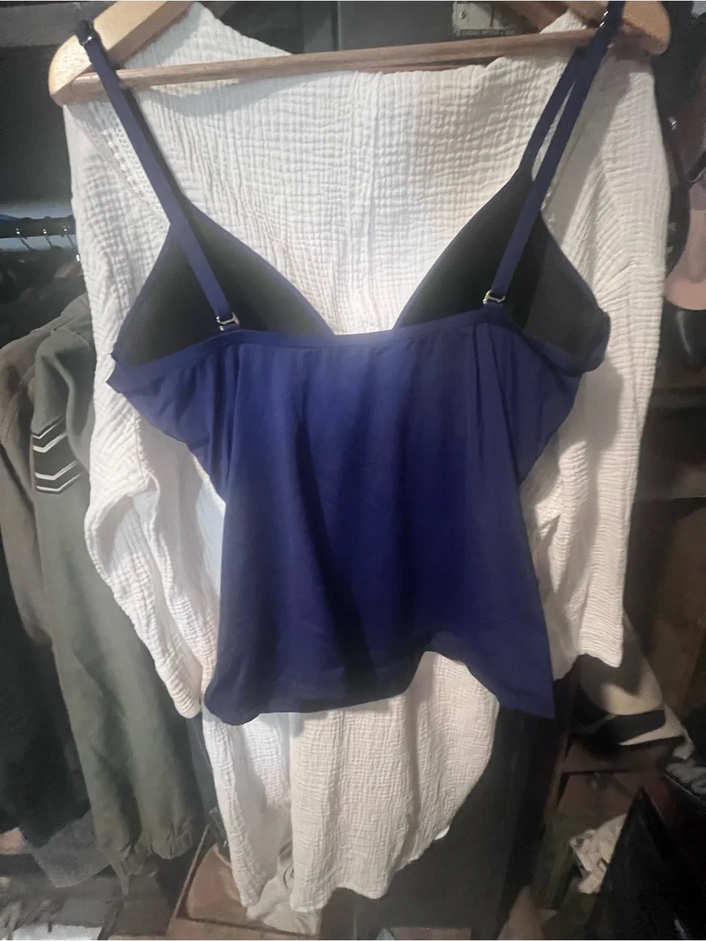 Navy Blue Twisted Front Swim Tankini Top